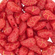 9x5.5mm 2-hole Czech Glass Paisley Duo beads - Ionic Red - Yellow x10g