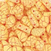 9x5.5mm 2-hole Czech Glass Paisley Duo beads - Ionic Yellow - Red x10g