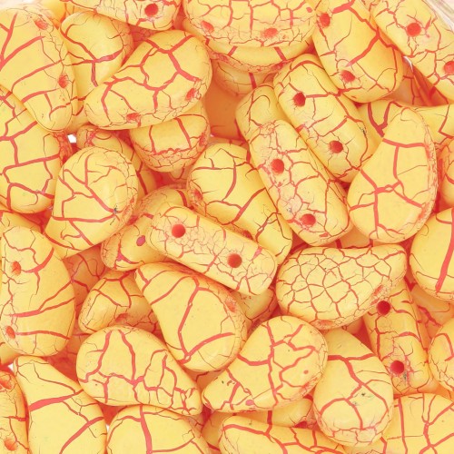 9x5.5mm 2-hole Czech Glass Paisley Duo beads - Ionic Yellow - Red x10g