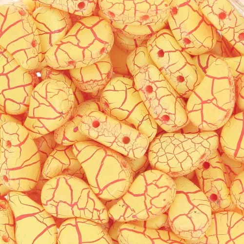 9x5.5mm 2-hole Czech Glass Paisley Duo beads - Ionic Yellow - Red x10g