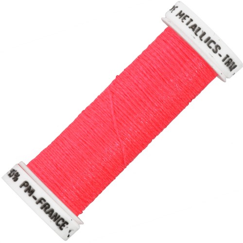 Metallic embroidery braided thread 4 Au ver à soie - Neon coral pink (466F) x10m