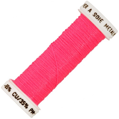 Metallic embroidery braided thread 4 Au ver à soie - Neon Pink 452F x10m