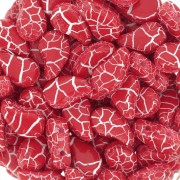 9x5.5mm 2-hole Czech Glass Paisley Duo beads - Ionic Red - White x10g