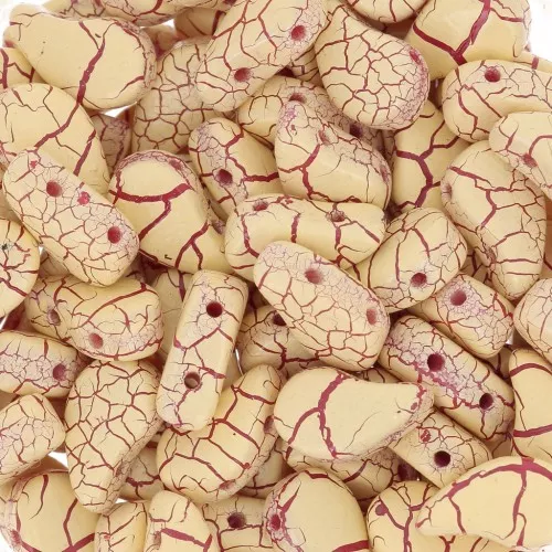 9x5.5mm 2-hole Czech Glass Paisley Duo beads - Ionic Yellow - Dark Red x10g