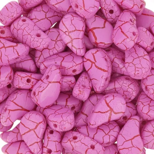 9x5.5mm 2-hole Czech Glass Paisley Duo beads - Ionic Pink - Red x10g