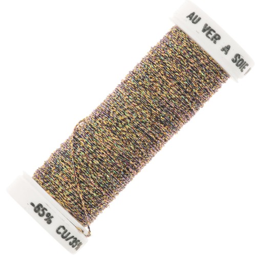 Metallic embroidery braided thread 4 Au ver à soie - iridescent gold (447) x10m