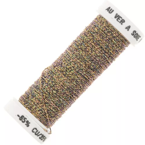 Metallic embroidery braided thread 4 Au ver à soie - iridescent gold (447) x10m