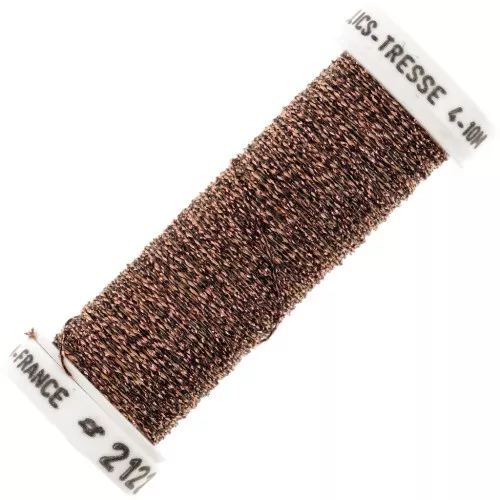 Metallic embroidery braided thread 4 Au ver à soie - Copper brown 2122 x10m