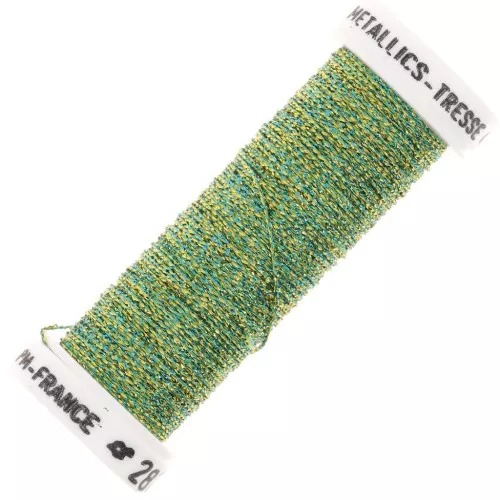 Metallic embroidery braided thread 4 Au ver à - Anise green Turquoise (2829) x10m