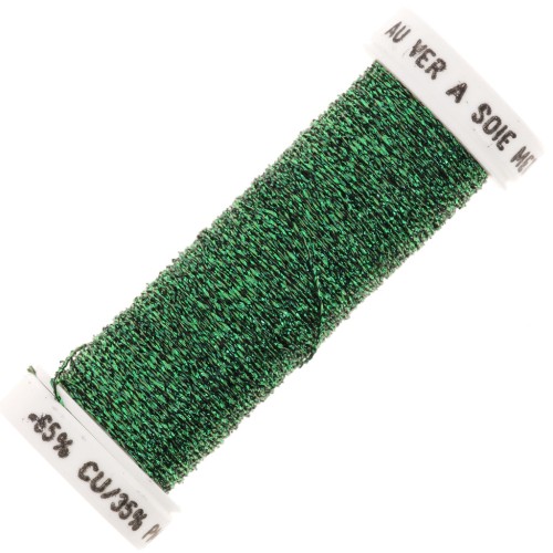 Metallic embroidery braided thread 4 Au ver à soie - Dark green 840 x10m