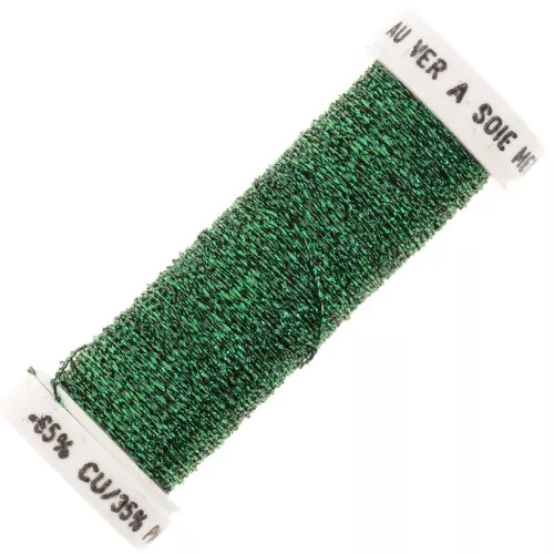 Metallic embroidery braided thread 4 Au ver à soie - Dark green 840 x10m