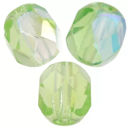 6mm Fire polished beads - Yellow Peridot AB x25