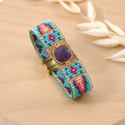 Metallic embroidery braided thread 4 Au ver à soie - Turquoise violet (1229) x10m