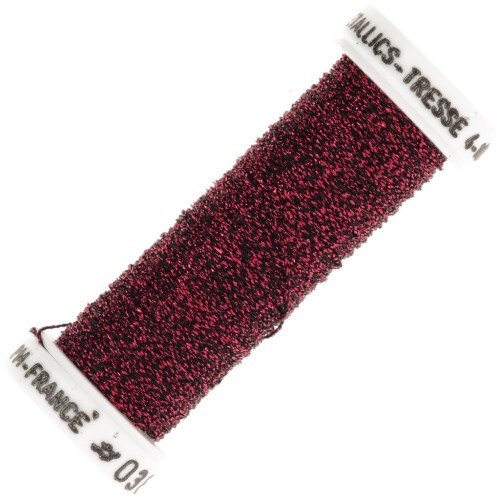 Metallic embroidery braided thread 4 Au ver à soie - Red Black (038) x10m
