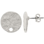 14mm Round textured hammered earstuds - Silver x2