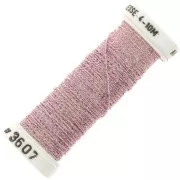 Metallic embroidery braided thread 4 Au ver à soie - Iridescent pink (3607) x10m