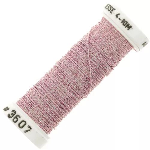 Metallic embroidery braided thread 4 Au ver à soie - Iridescent pink (3607) x10m