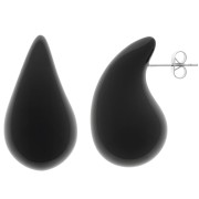 31x17mm Acrylic Drop Earrings - Black x2|raw }}