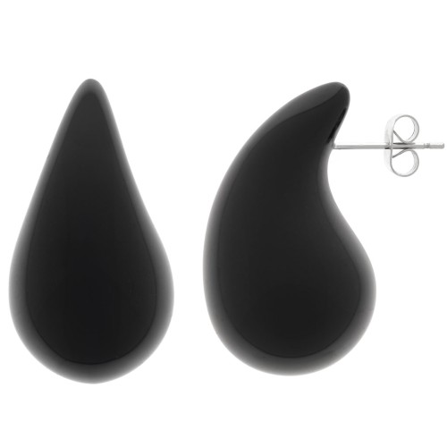 31x17mm Acrylic Drop Earrings - Black x2