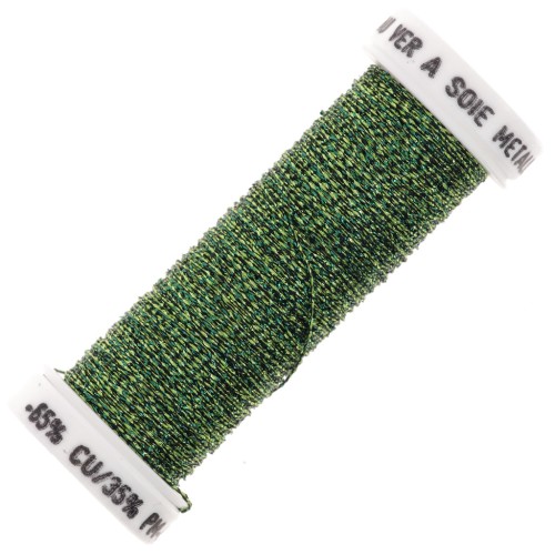 Metallic embroidery braided thread 4 Au ver à soie - Bottle green (2540) x10m