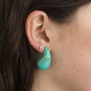 31x17mm Acrylic Drop Earrings - Marbled Turquoise - Brown x2