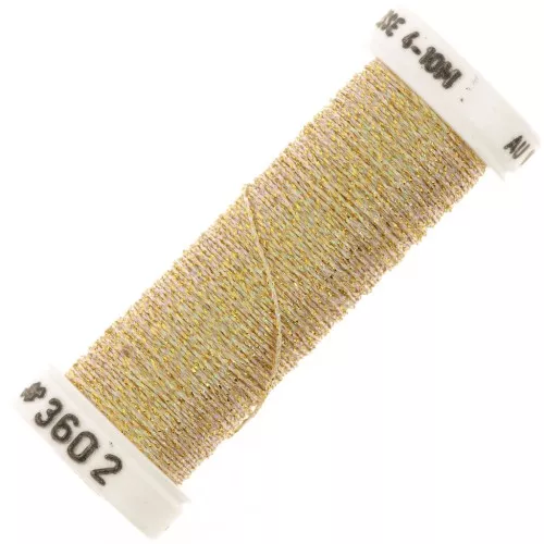 Metallic embroidery braided thread 4 Au ver à soie - Iridescent beige (3602) x10m