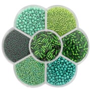 Preciosa seed beads assortment with flower box - Green x1