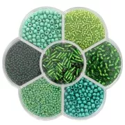 Preciosa seed beads assortment with flower box - Green x1