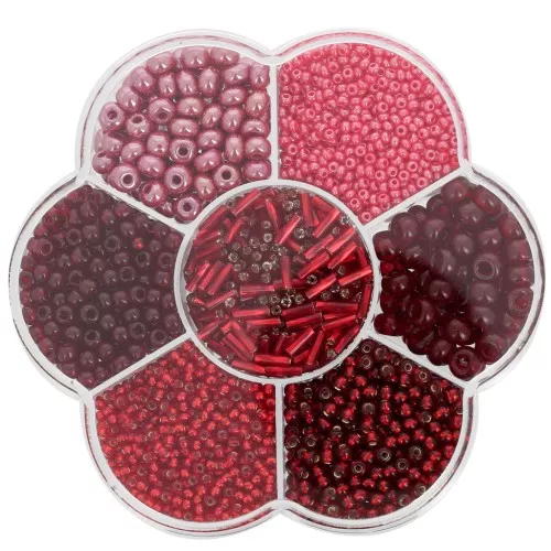 Preciosa seed beads assortment with flower box - Red x1