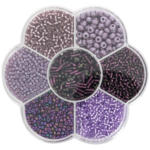 Preciosa seed beads assortment with flower box - Violet x1