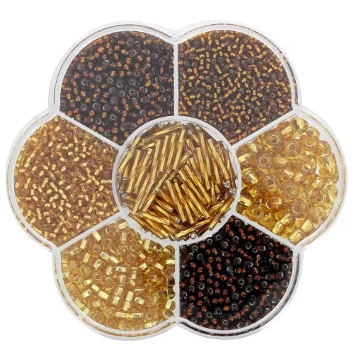 Preciosa seed beads assortment with flower box - Topaz x1