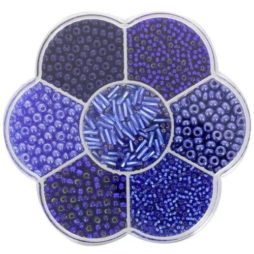 Preciosa seed beads assortment with flower box - Blue x1