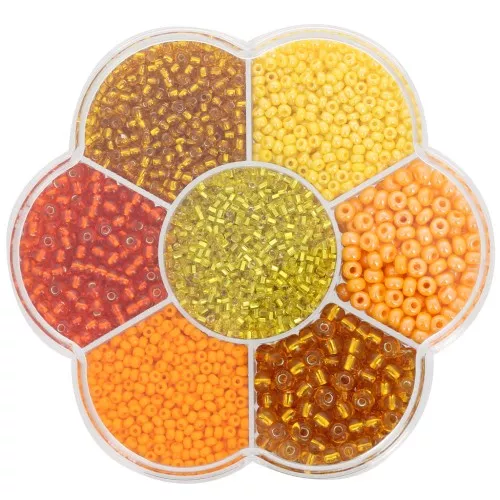 Preciosa seed beads assortment with flower box - Yellow - Orange x1