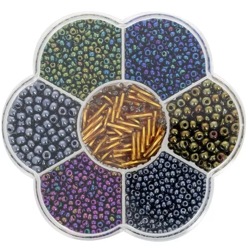 Preciosa seed beads assortment with flower box - Metallique x1