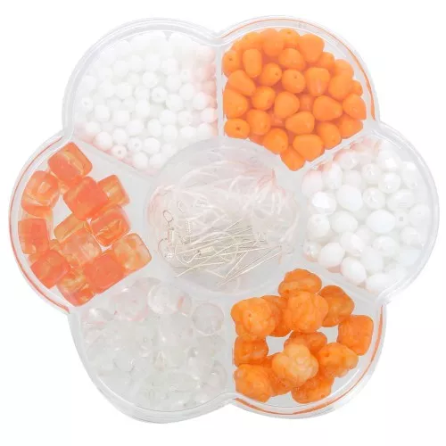 Preciosa bead set with flower box and accessories - Orange - White x1