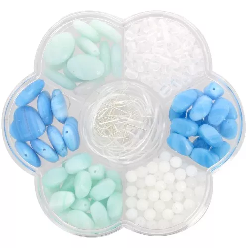 Preciosa bead set with flower box and accessories - Aqua - Crystal x1