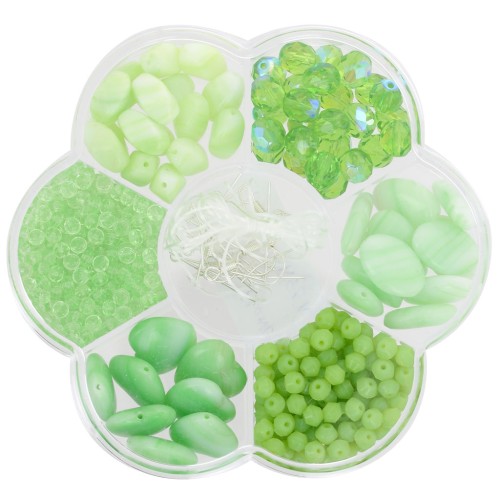Perciosa bead set with flower box and accessories - Light green x1