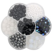 Preciosa seed beads assortment with flower box - Black - White x1|raw }}