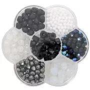 Preciosa seed beads assortment with flower box - Black - White x1