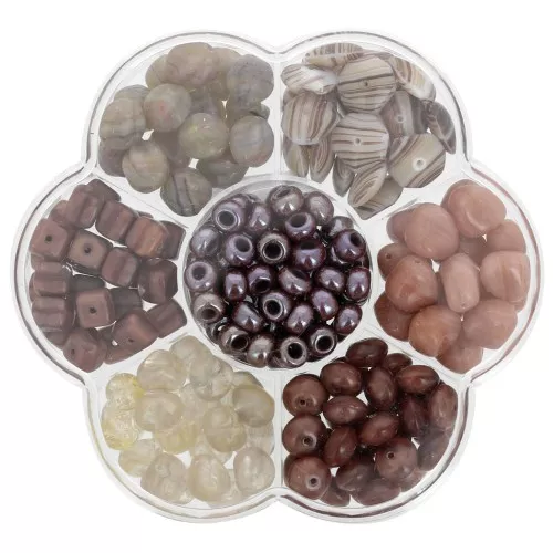 Preciosa seed beads assortment with flower box - Brown x1