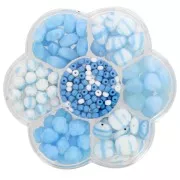 Preciosa seed beads assortment with flower box - Aqua - White x1