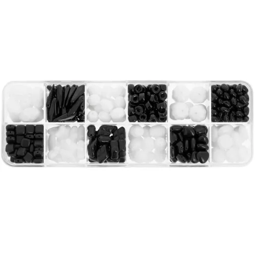 Preciosa Ornela bead assortment - Black - White x200g