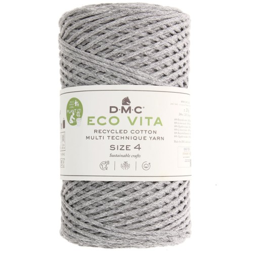 DMC 3mm recycled cotton cord spool - Eco Vita 4 - Pearl grey x 200m