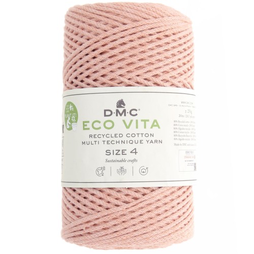 DMC 3mm recycled cotton cord spool - Eco Vita 4 - Salmon pink x 200m