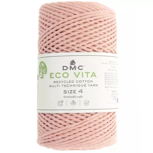 DMC 3mm recycled cotton cord spool - Eco Vita 4 - Salmon pink x 200m