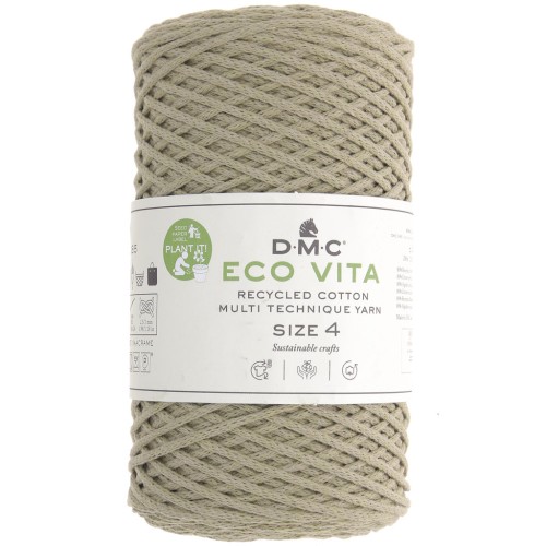 DMC 3mm recycled cotton cord spool - Eco Vita 4 - Grey green x 200m
