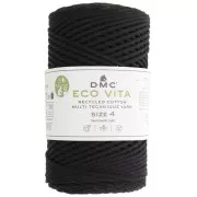 DMC 3mm recycled cotton cord spool - Eco Vita 4 - Black x 200m