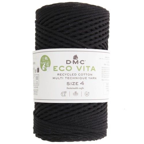 DMC 3mm recycled cotton cord spool - Eco Vita 4 - Black x 200m