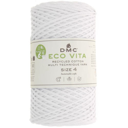 DMC 3mm recycled cotton cord spool - Eco Vita 4 - White x 200m