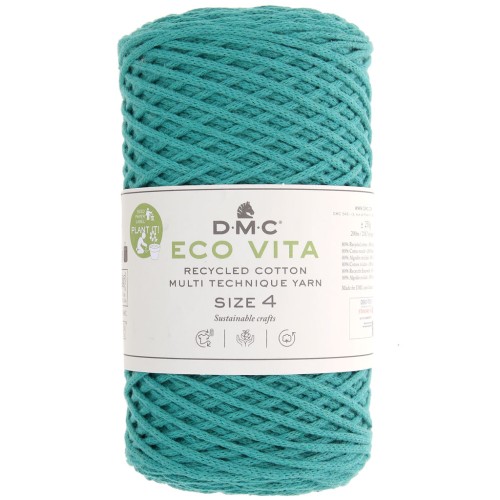 DMC 3mm recycled cotton cord spool - Eco Vita 4 - Turquoise green x 200m